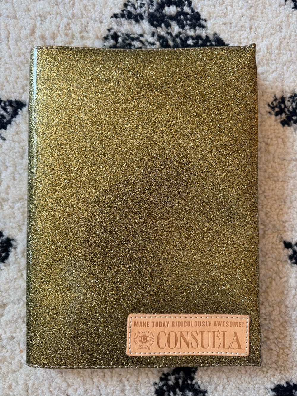 Consuela Gold glitter and Teal Leopard Print Journal Cover with Lined Notepad NW